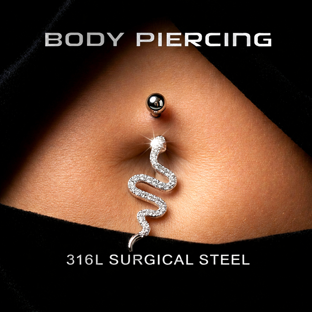 Body Piercing Umbigo Aço Cirúrgico com Zircônias Cravejado Femininos Brilhantes Detalhados - 4 Estilos de Designs