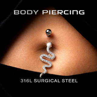 Body Piercing Umbigo Aço Cirúrgico com Zircônias Cravejado Femininos Brilhantes Detalhados - 4 Estilos de Designs