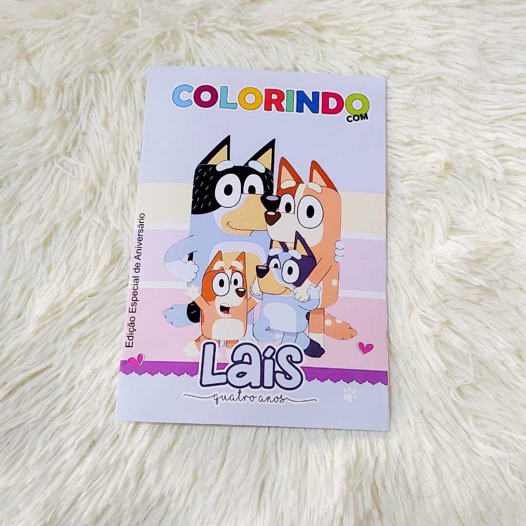 Livrinho de Colorir com Atividades Bluey Personalizado Lembrancinha de Aniversário Infantil - Com nome e idade
