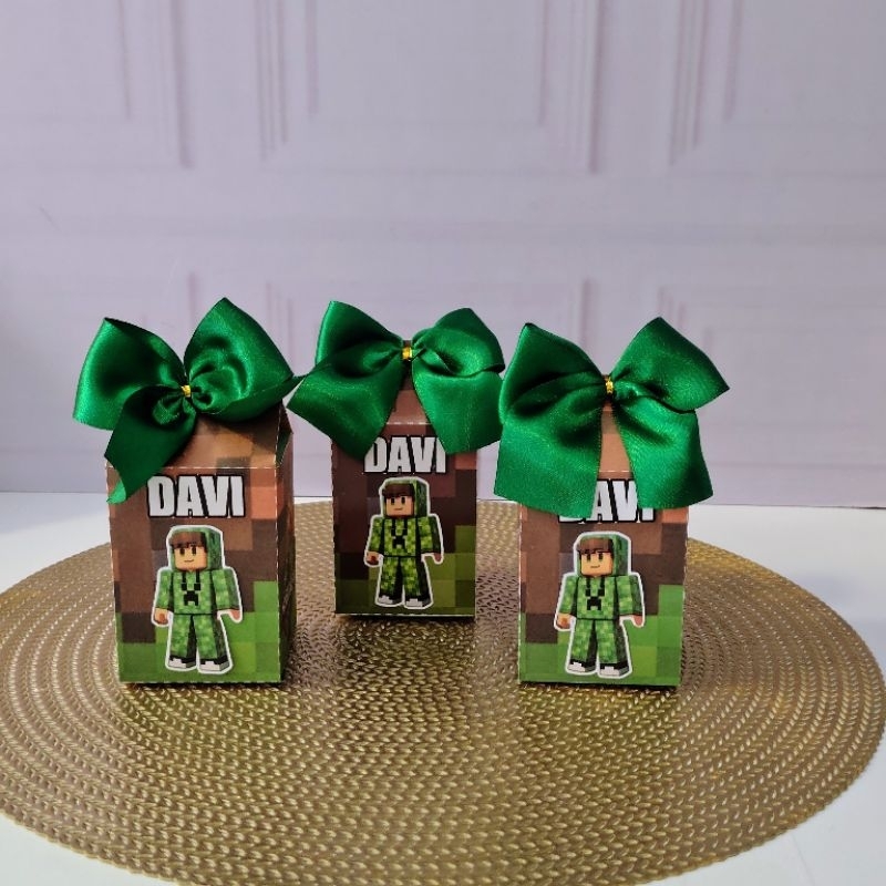Caixinha Milk Personalizada Pré-Montada – Lembrancinha Festa Infantil Aniversário Tema Minecraft Personalizado