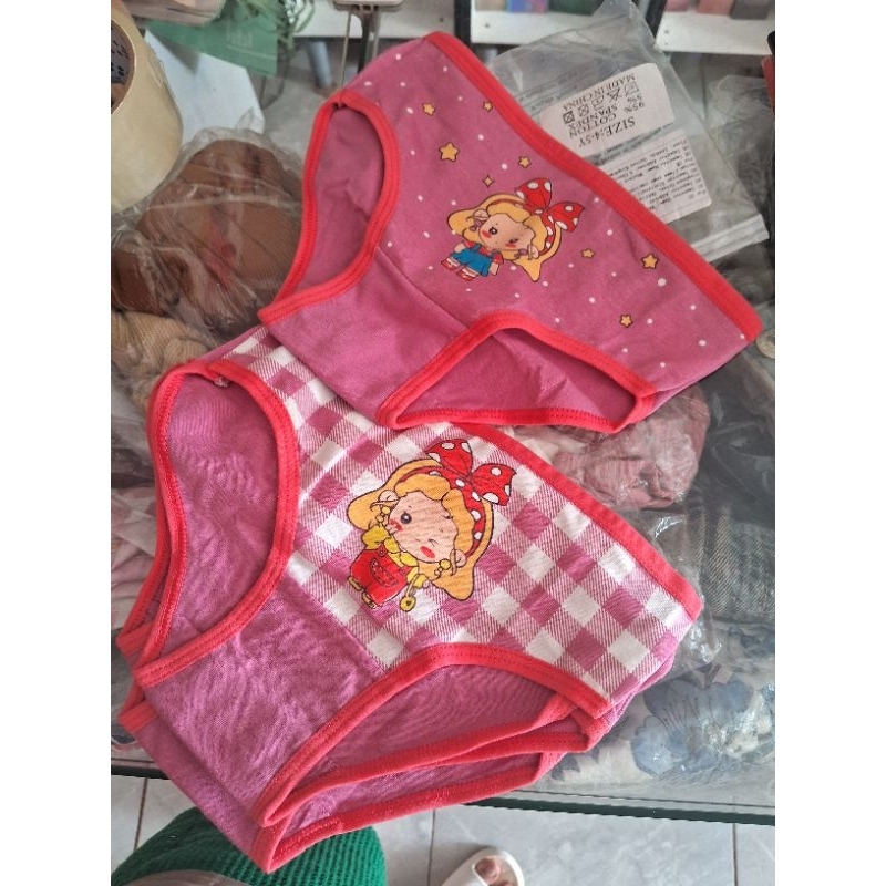 Kit 2 Calcinhas Triângulo para Meninas com Estampa Fofa de Menina com Morango, Roupa Íntima Elástica e Confortável