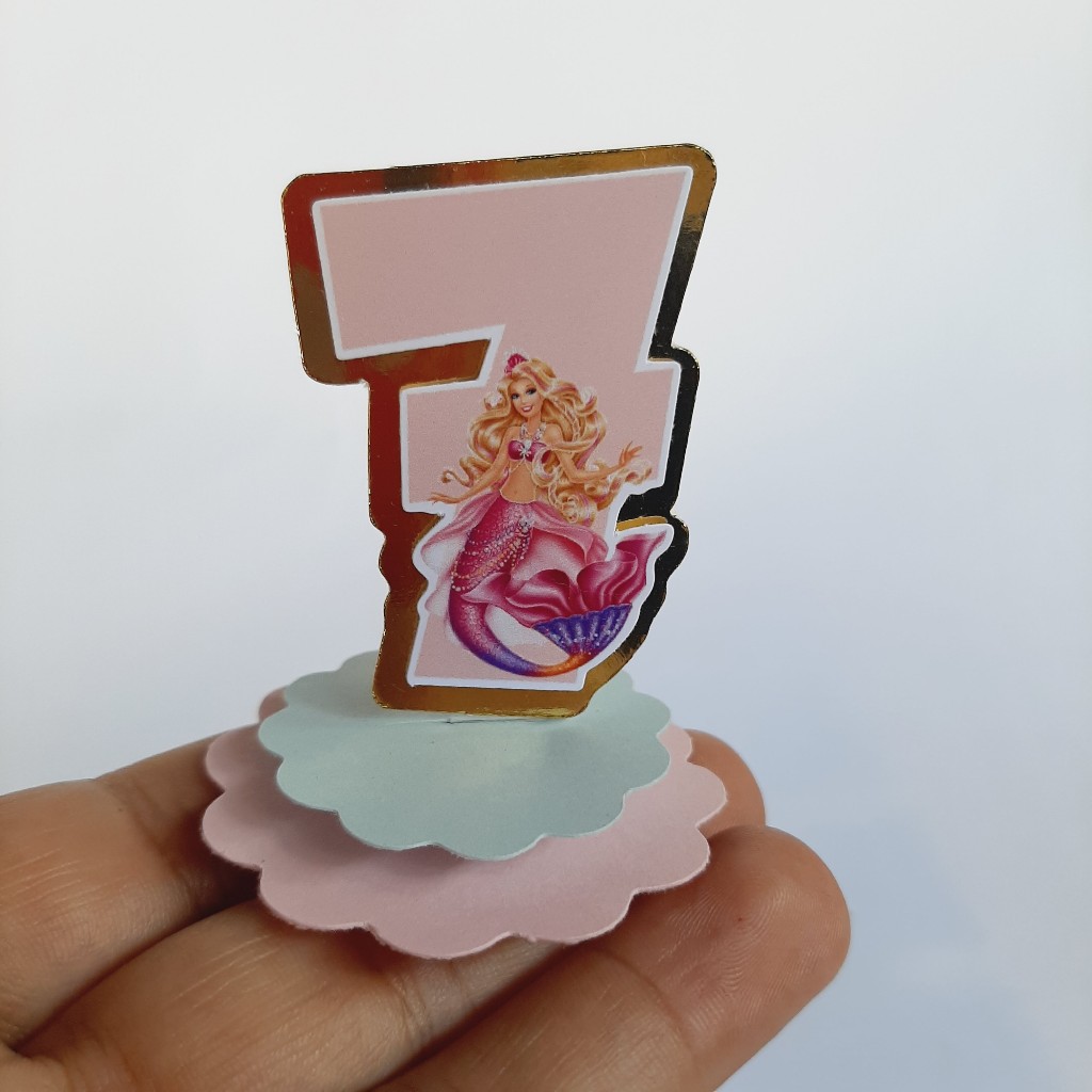 Tags Aplique 3D NÚMERO BARBIE SEREIA - Lembrancinhas, Apliques em pra caixinhas, cofrinhos, Nutella entre outros