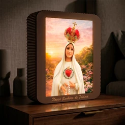 Luminaria 3D Nossa Senhora De Fatima LED Decorativo Luz Ambiente Exclusivo Abajur Religioso