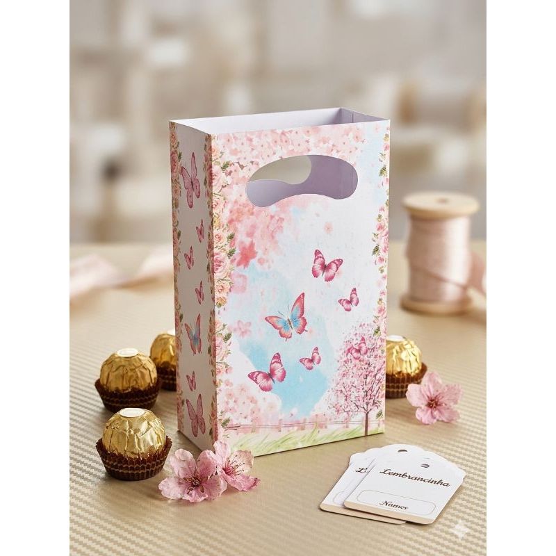 Sacolinha jardim encantado  Personalizada - Papel Fosco - kit , kits festas,  eventos,  aniversário , casamentos