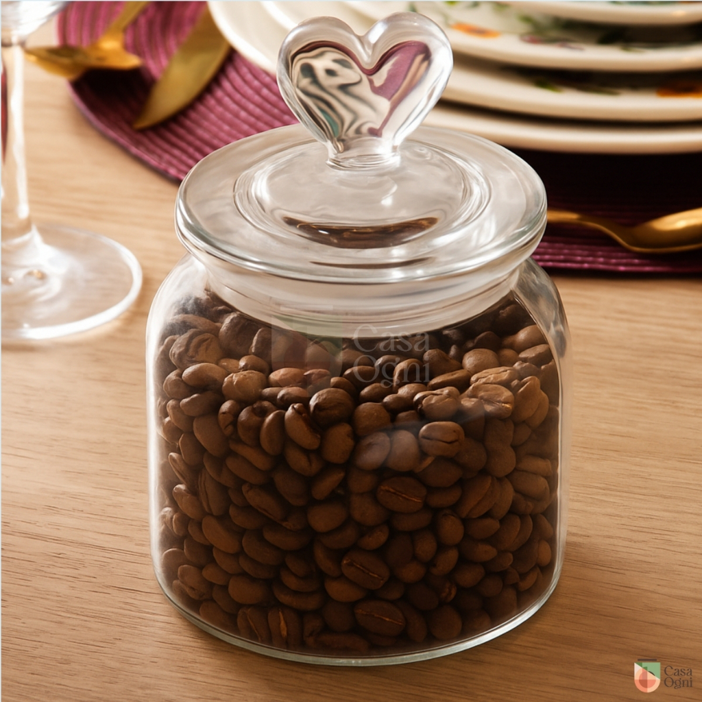 Pote de Vidro Hermético Transparente Coração 600ml Decor Afeto Porta Mantimentos Decorativo Cozinha