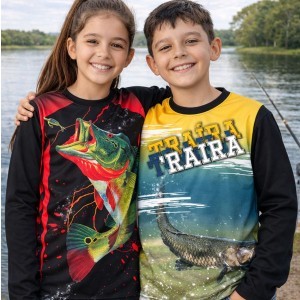 Camisa Térmica Infantil Proteção Solar UV50+ Agro estampada Masculina e Feminina Manga Longa trator