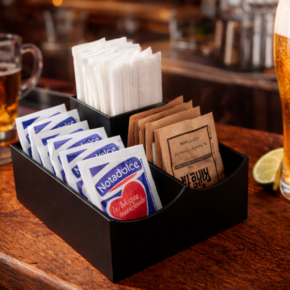 Porta Sachê Organizador para Café, Chá, Açúcar, Adoçante e Canudo  | Restaurante, Bar e Cafeteria