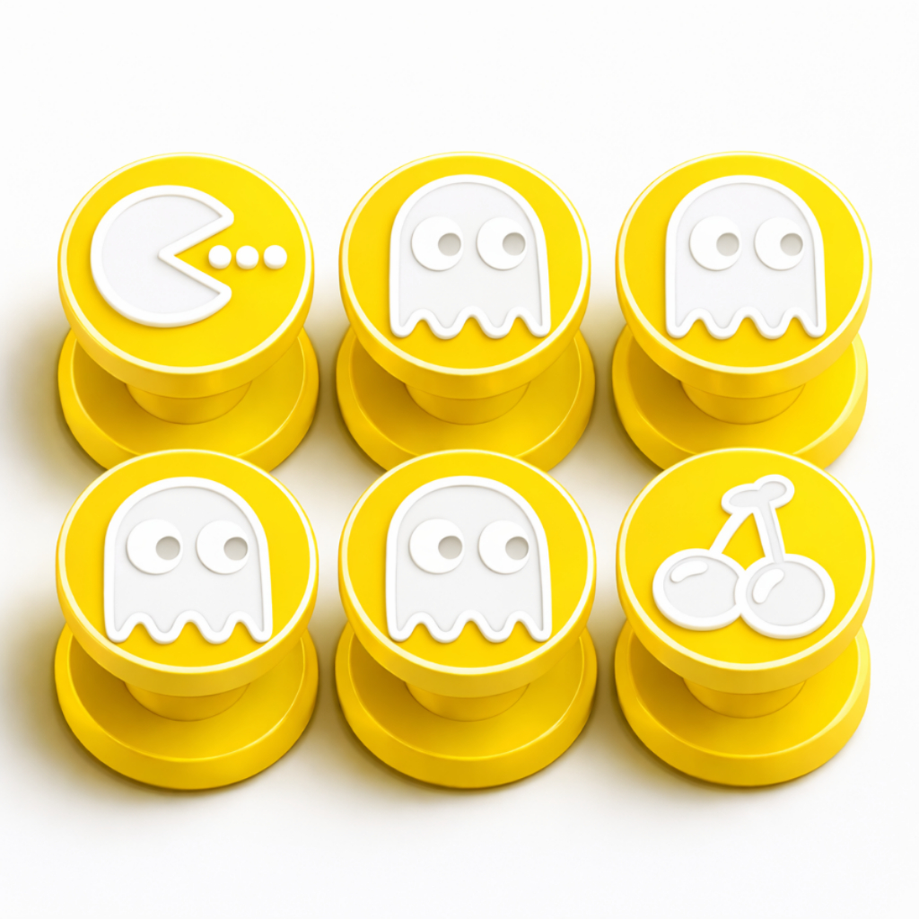Kit Carimbo Marcador Brigadeiro PAC MAN Molde Festa Confeitaria Aniversário Doces