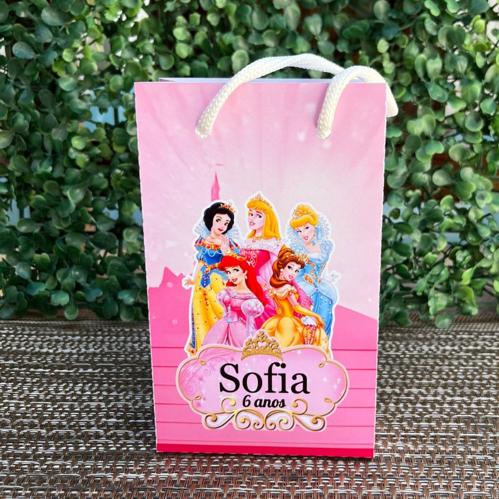 Sacolinha surpresa personalizada das Princesas lembrancinha de aniversario das Princesas mimos de infantil princesas