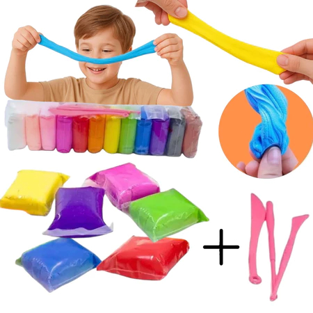 Kit 12-72 Unidades Massinha de Modelar EVA Elástica Atóxica Não Gruda+ Acessórios Brinquedo Infantil