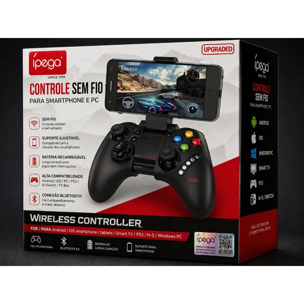 Controle Joystick Bluetooth Ipega Pg-9021 Preto Para Jogos