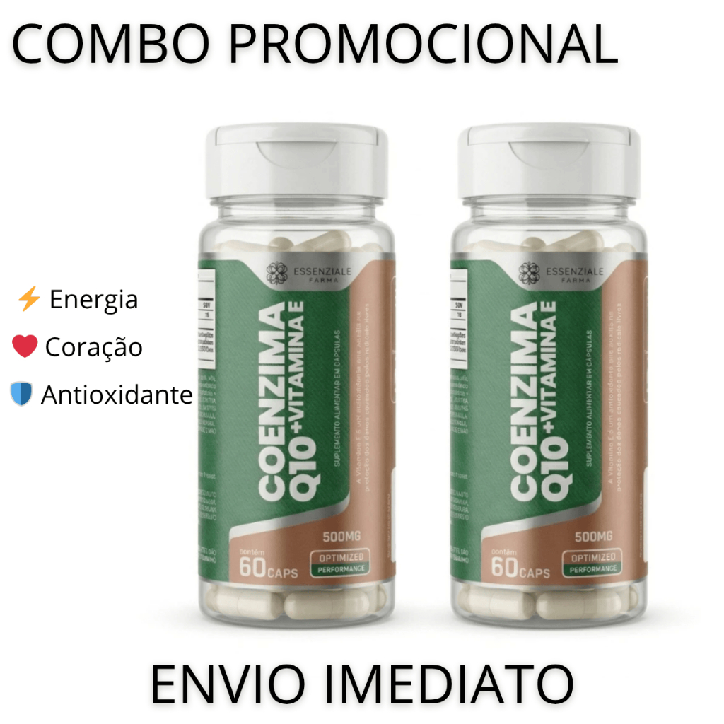 Kit Coenzima Q10 + Vitamina E 500mg 120 Cps Saúde Coração Mais Energia