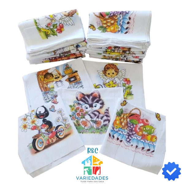 KIT 10 UN Pano De Prato 35 X 60 COMBATE 100% Algodão Promoção Estampado Envio Imediato