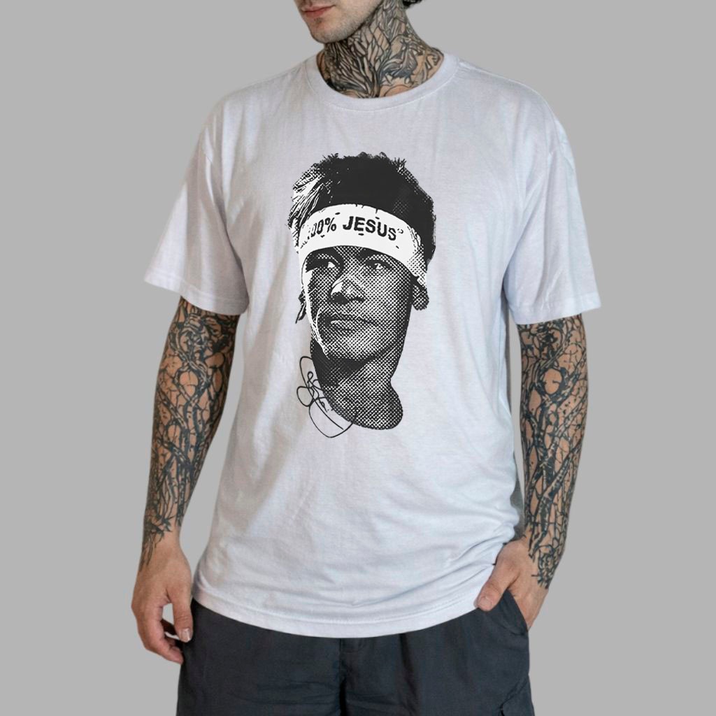 Camiseta Estampada Jogador Futebol Neymar NJ - Camisa 100% Algodão Unissex Macia Qualidade Premium