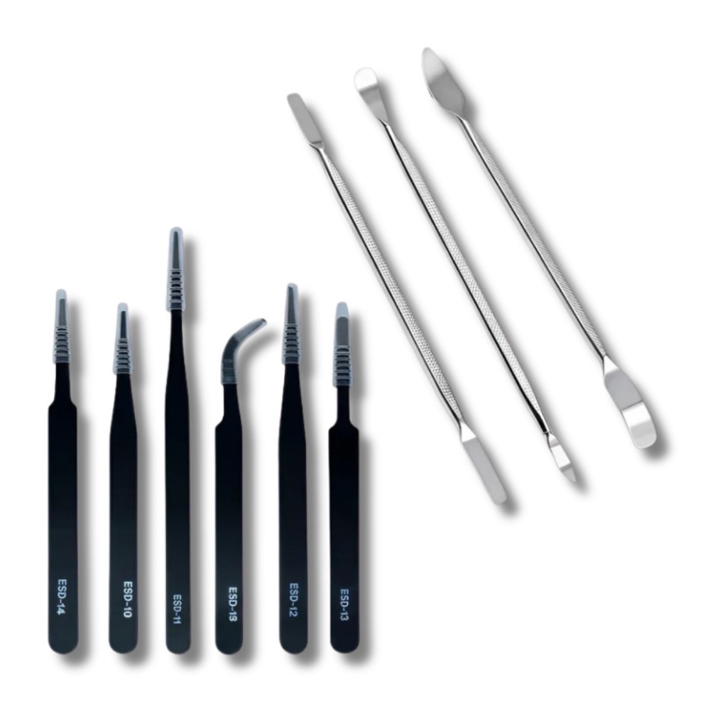 Kit Ferramenta Espátulas De Aço Pinças Anti Estática Eletrônica Manutenção Celular Profissional