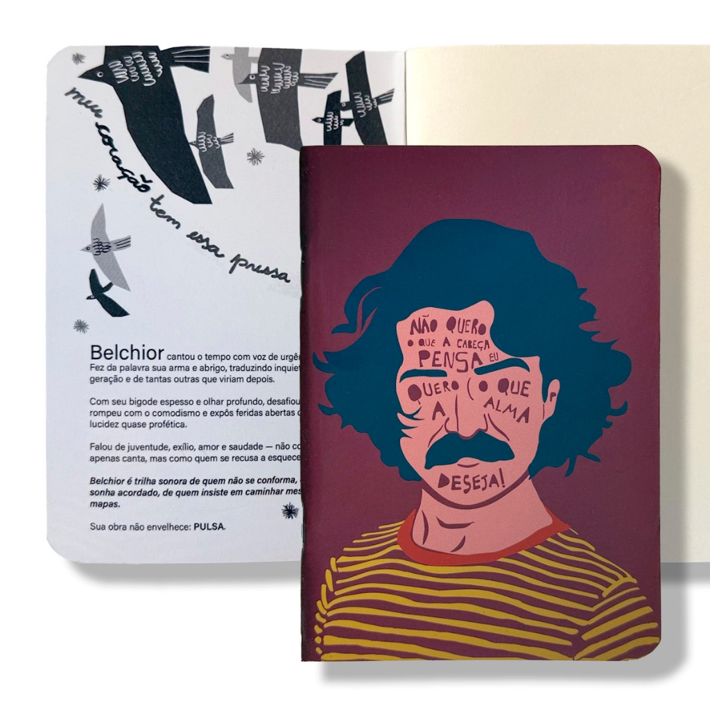 Caderno Sketchbook | Belchior - Não quero o que a cabeça pensa, quero o que a alma deseja
