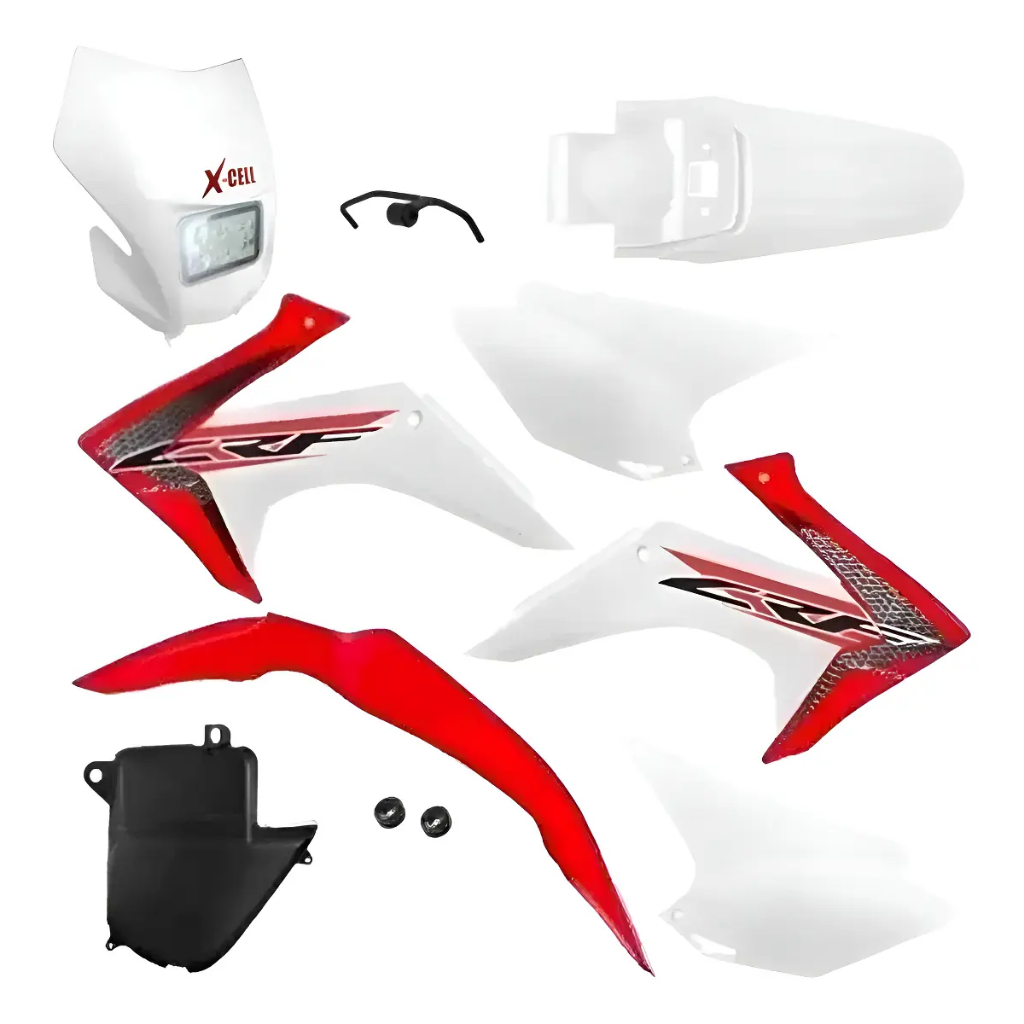 kit carenagem roupa Plástico amx Crf 230 2008 A 2020 + Carenagem Farol Led xcell led 30% + forte modelo original