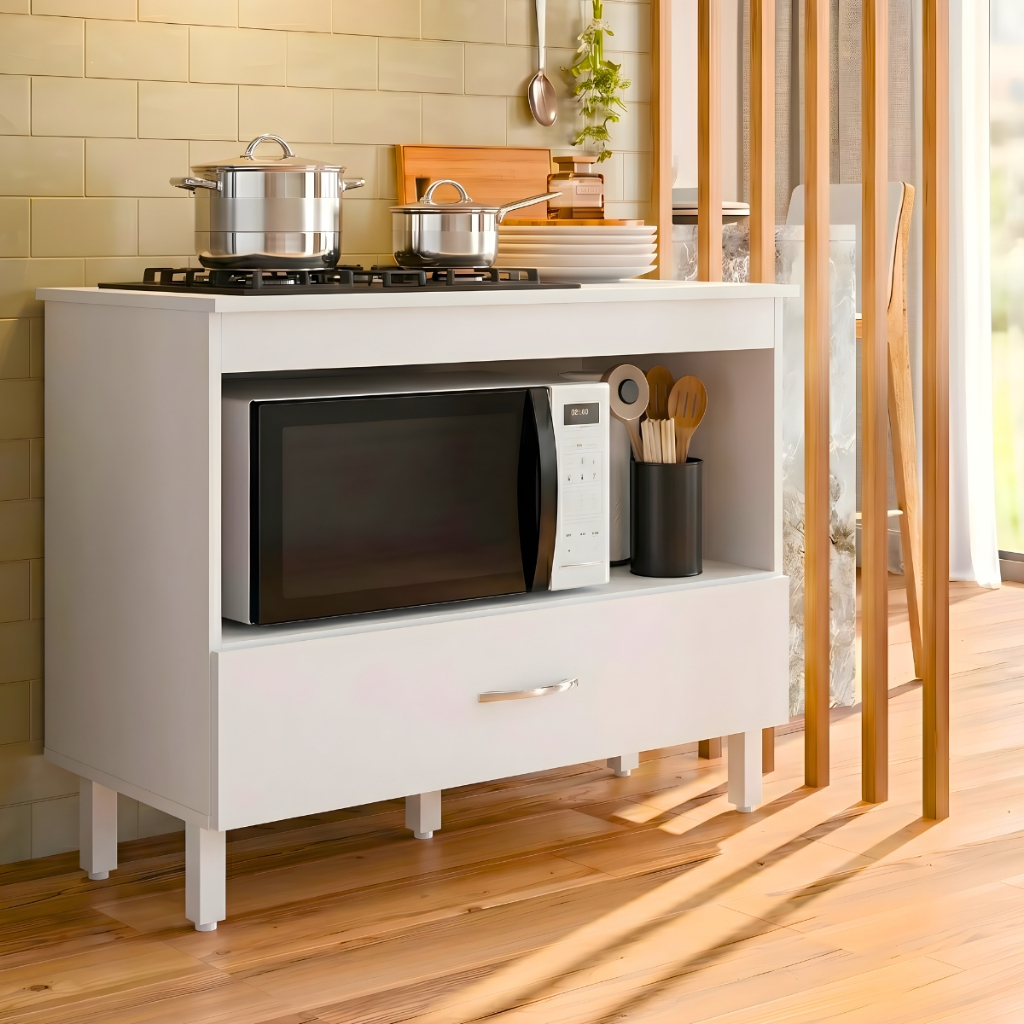 Imagem QUEIMA DE ESTOQUE! Balcão de Cooktop 4 e 5 Bocas Armário Para Cozinha Com Gaveta Nicho Forno Fogão
