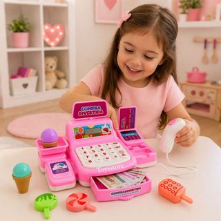 Caixa Registradora com LUZ e SOM Comprinhas Brinquedo Infantil Mercadinho Scanner