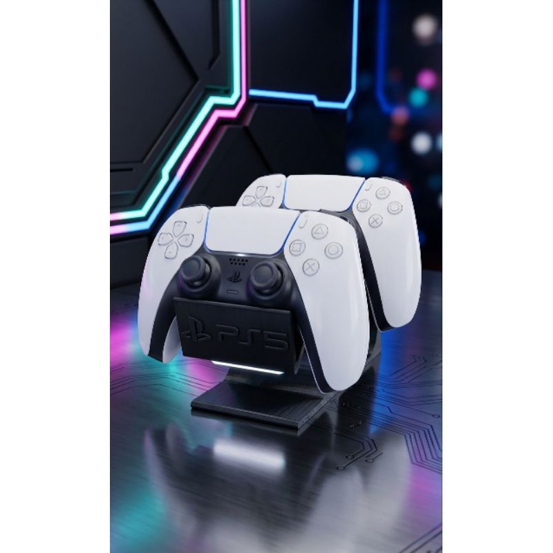 Suporte Duplo Controle PS5 DualSense Horizontal Desk Stand - PETG Alta Resistência