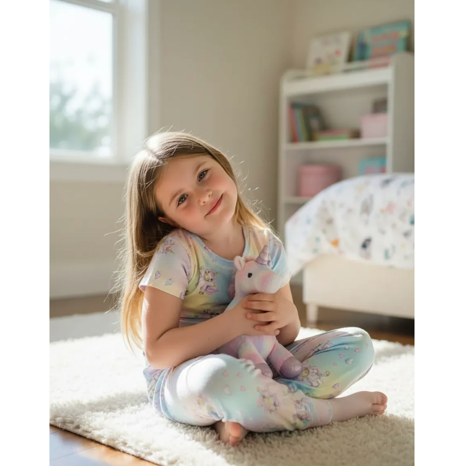 Pijama Infantil Aconchego Conforto Total Manga Curta Estampa Unicornio.
