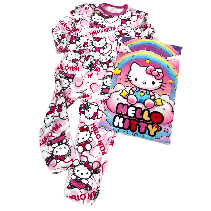 Pijama infantil HELLO KITTY manga Longa Personagem em Malha
