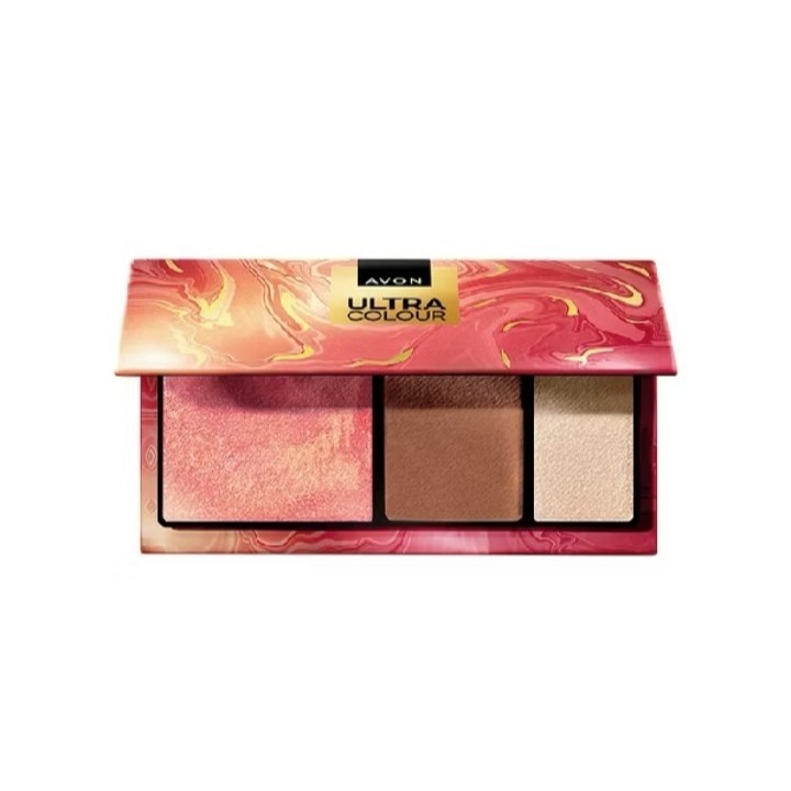 Avon Ultra Color Paleta Facial Em Pó 3 Em 1 Blush/Pó Bronzeador/Iluminador Sunkissed Avon