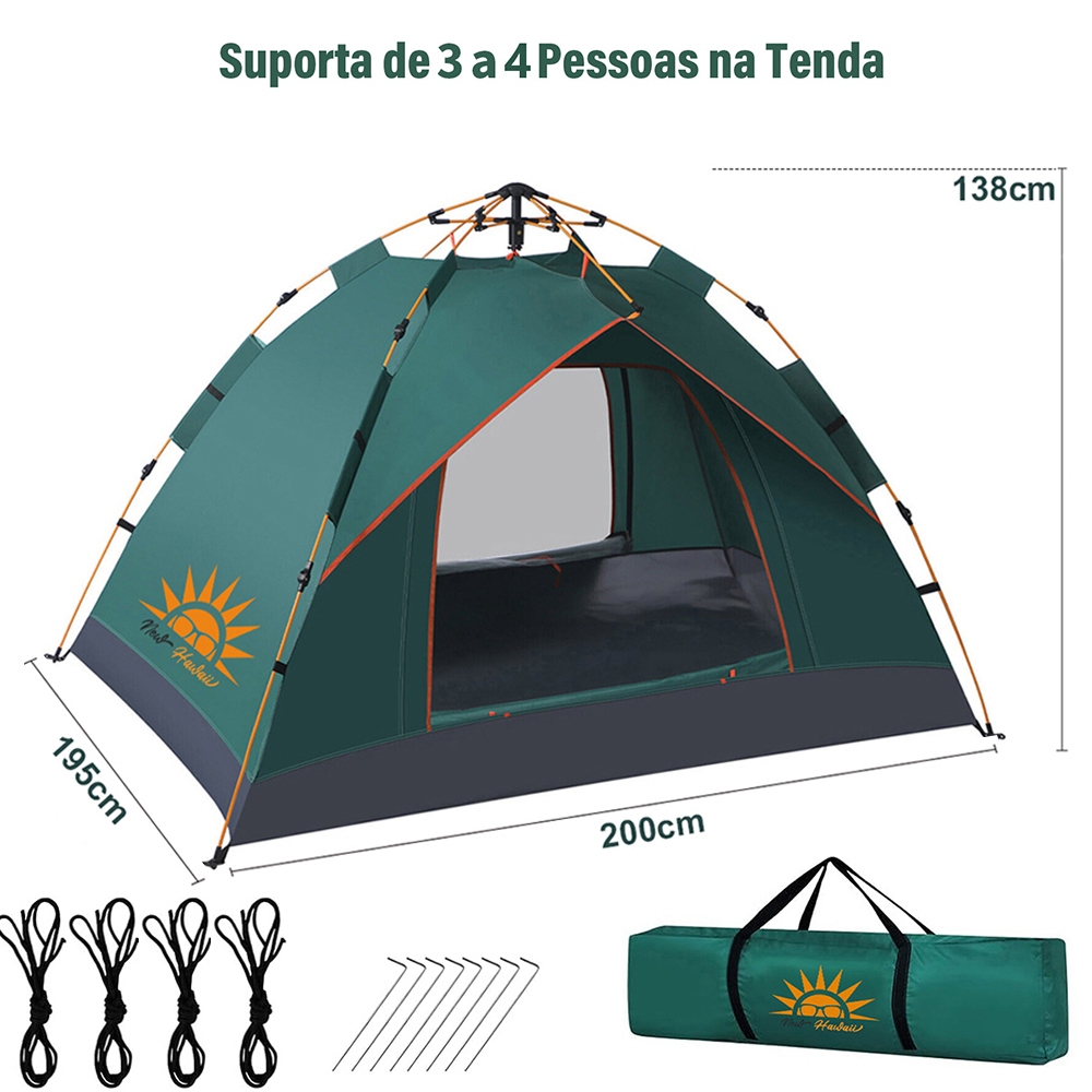 NEW HAWAII Barraca de Camping Automação,Barraca de Acampamento 3-4 Pessoas 210cm*210cm*138cm