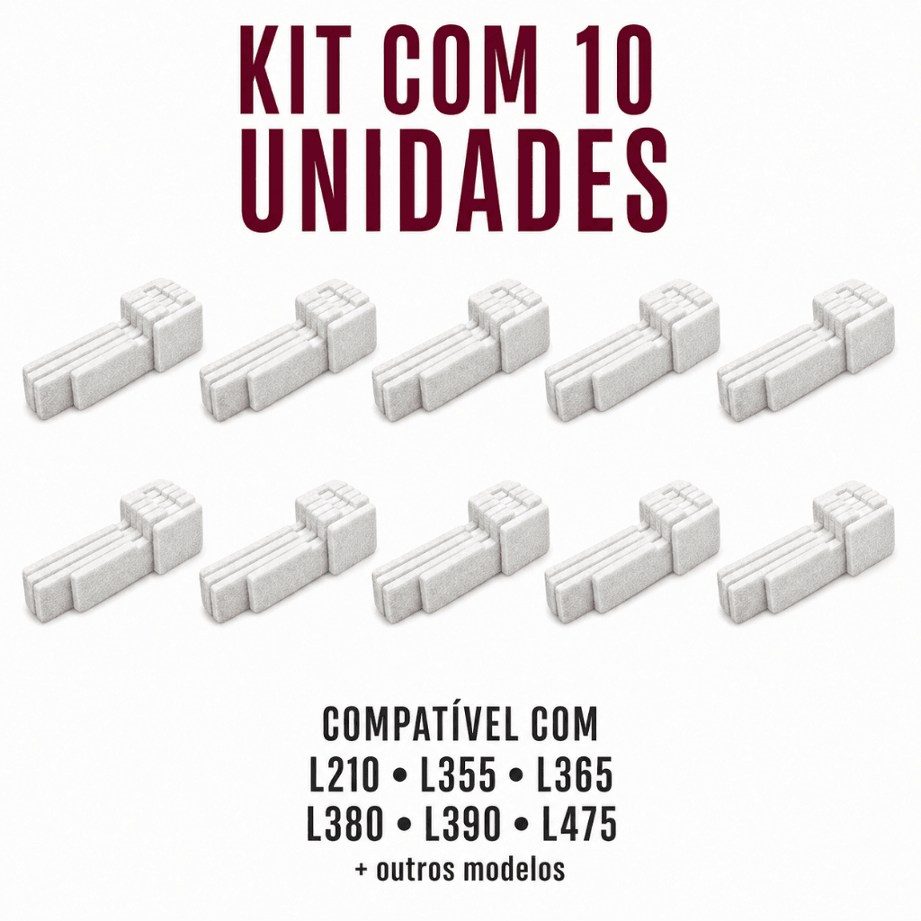 Kit 10 Almofada Esponja Feltro Absorvente Epson L355 L365 L380 L390 Sem Base Sem Poliéster Alta Absorção