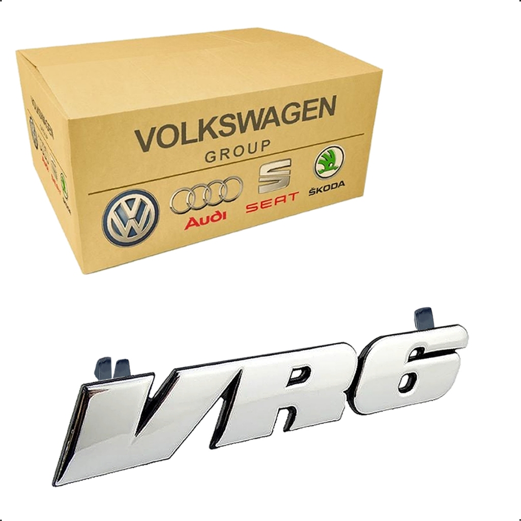 Emblema VR6 cromado da grade frontal original Volkswagen da Passat B4 VR6 de 1993 a 1997