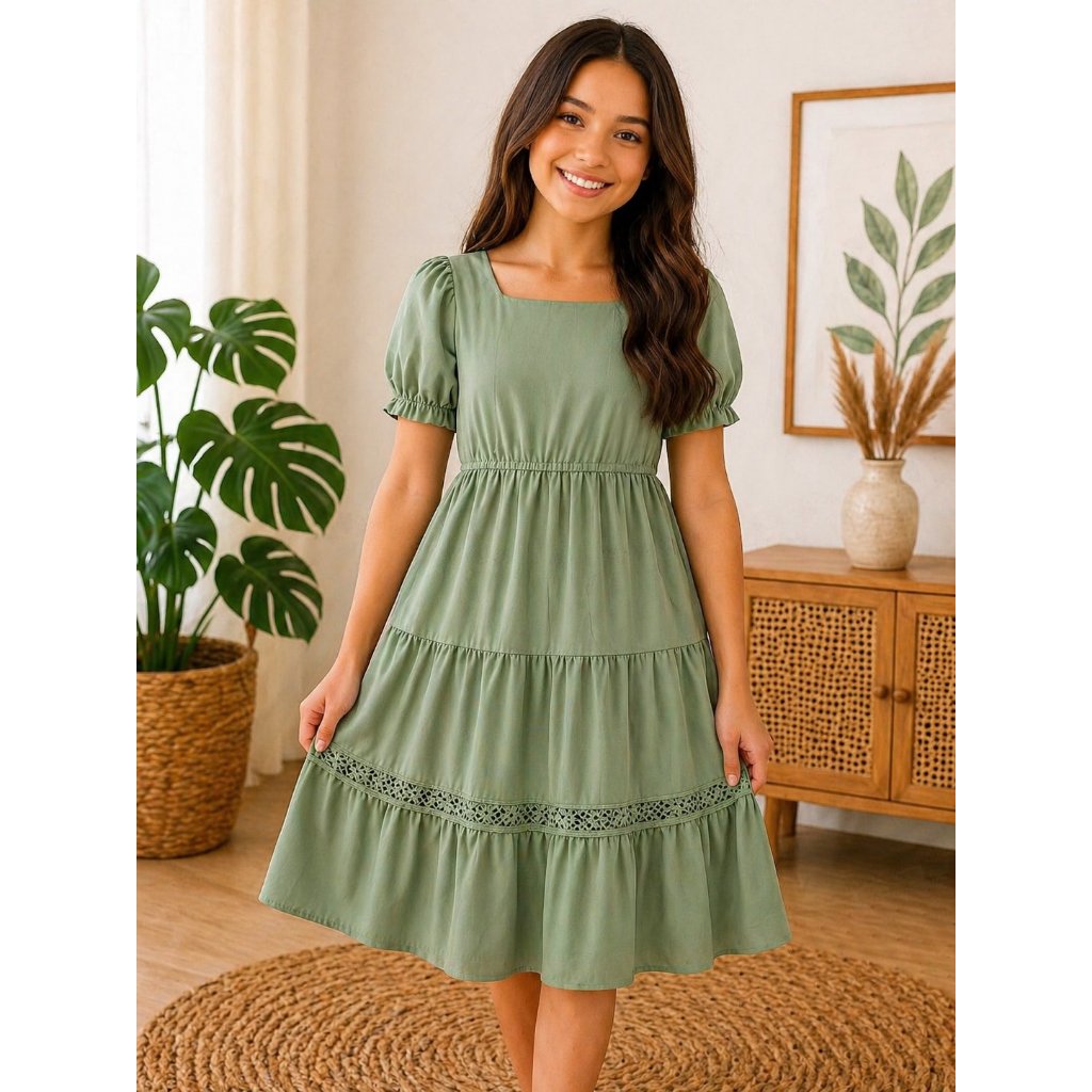 Vestido infantil | Estilo princesa manga bufante | Confortável para festa e passeio | Rodado