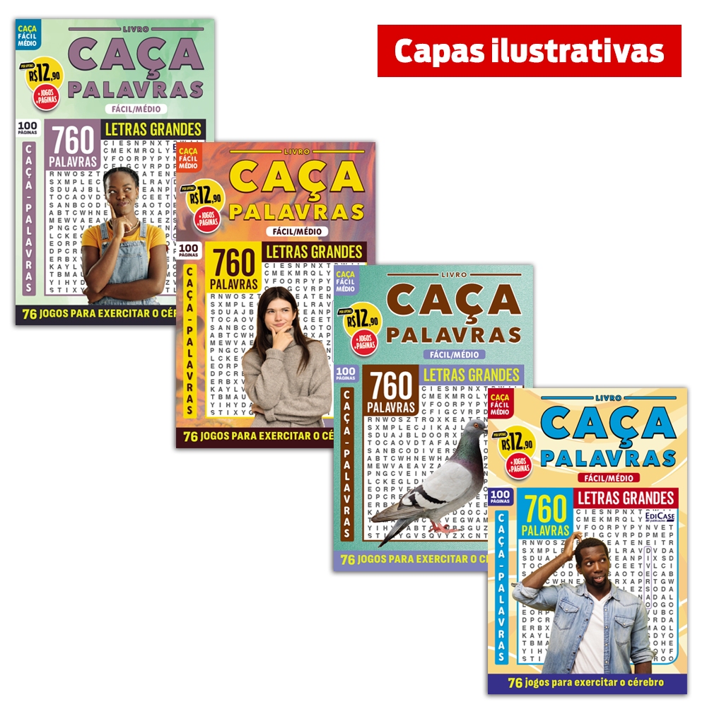 Kit 4 Livros Caça-Palavras - 400 págs. - Fácil/ Médio