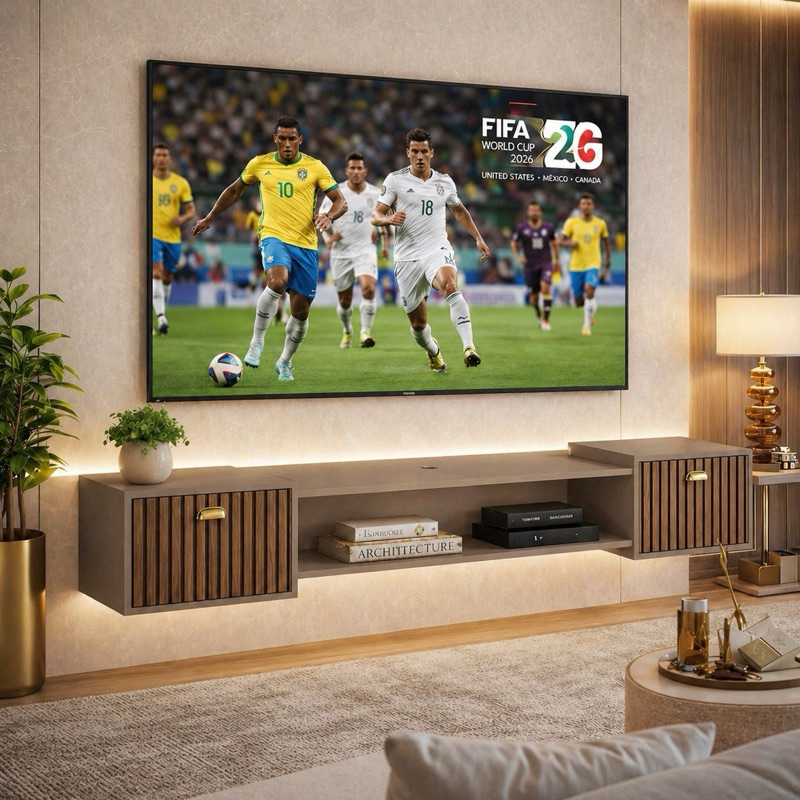 Rack Leão para 75  polegadas 1.80CM Suspenso Home com 2 Portas para Tv de Até 75 Polegadas Mirassol