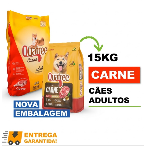 Ração Quatree Para Caes Adultos Sabor Carne TODAS AS RAÇAS 15kg FONTES DE PROTEINAS NOBRES ENVIO RAPIDO ORIGINAL