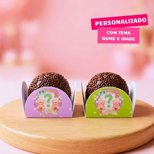 FORMINHA DE DOCES CHÁ REVELAÇÃO PERSONALIZADA COM NOME E IDADE/LEMBRANCINHA DE FESTA/ANIVERSÁRIO
