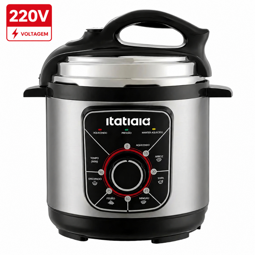 Panela de Pressão Elétrica Itatiaia Essencial 3L Inox 220V 700W | Segurança + Praticidade