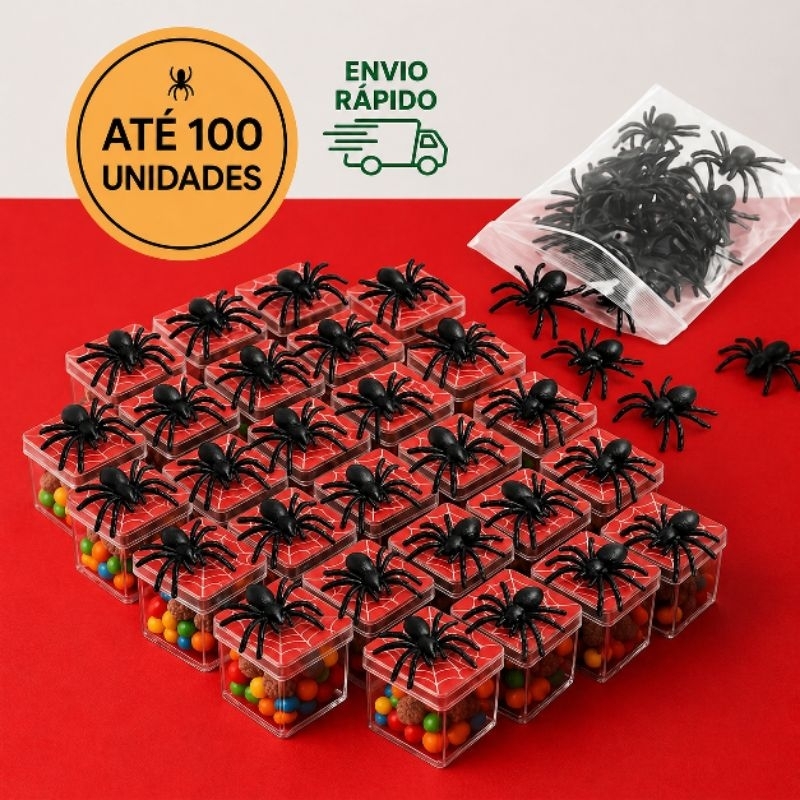 Kit 36/62 Aranhas Falsas Festa Infantil Decoração Temática Aranha & Pegadinhas