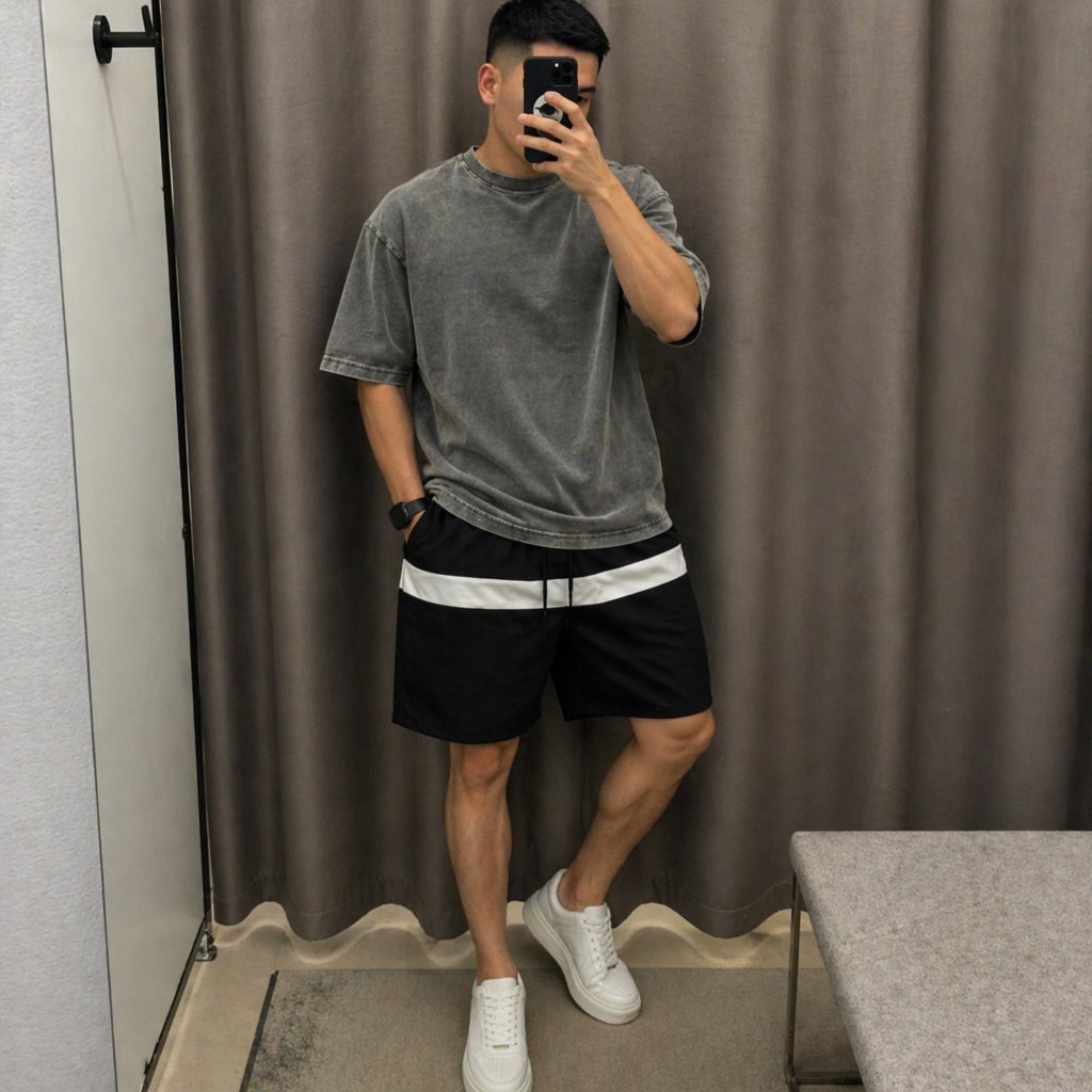 Shorts Tactel Masculino Estampado Faixa Bermuda Listra Elastano Streetwear Masculina Treino