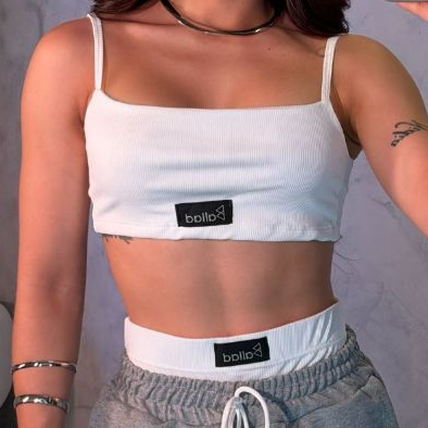 Conjunto Feminino Ribana Canelada Hot Pants Cintura Alta Ajuste Perfeito Preto Off White