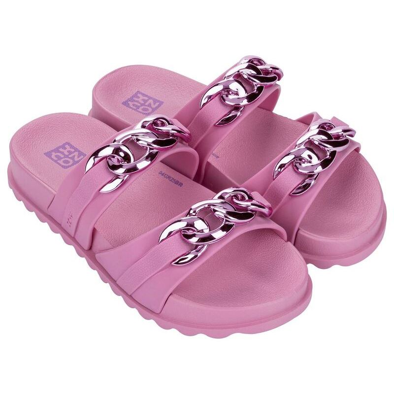 Sandália Zaxy Infantil Rosa Chinelo Slide Feminino com Corrente Macio Tam 26/27 ao 32/33