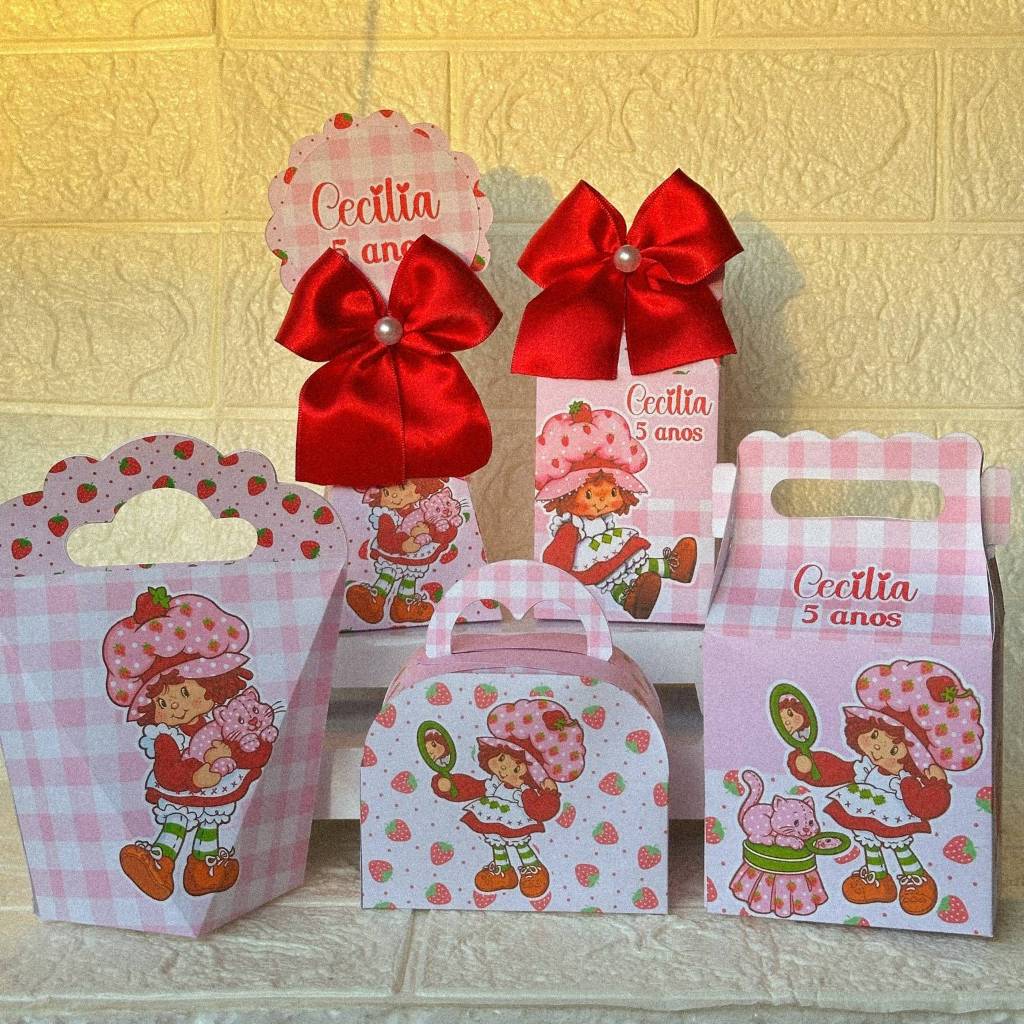 KIT PEGUE E MONTE - Moranguinho Vintage, LEMBRANCINHA, CAIXINHAS PERSONALIZADAS, FESTA INFANTIL, ANIVERSÁRIO.
