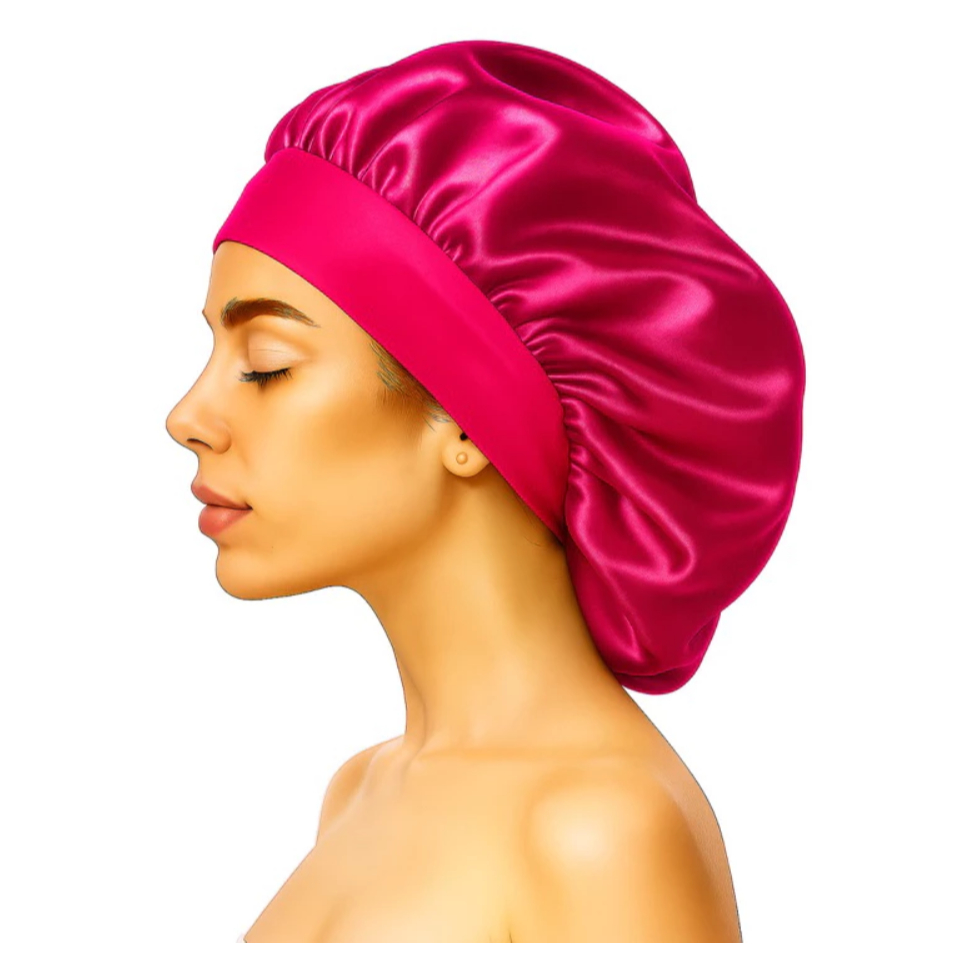 Touca/Gorro de Dormir de Cetim com Aba Faixa Larga Gigante Cabelo Anti Frizz Toca Head PROMOÇÃO