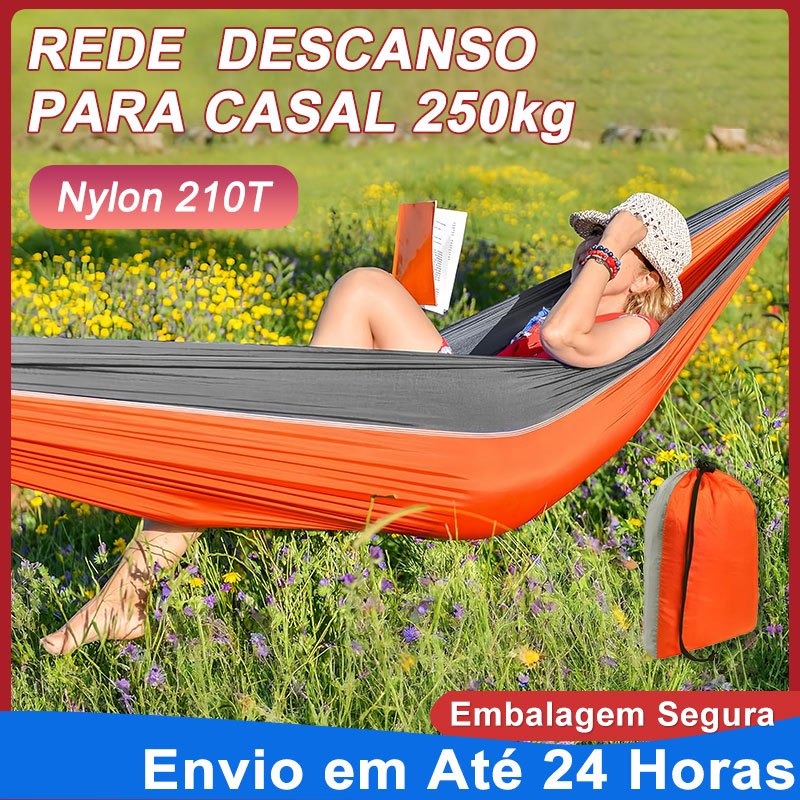Rede de Descanso para Casal 250kg - Nylon 210T Resistente, Portátil para Camping, Praia e Quintal