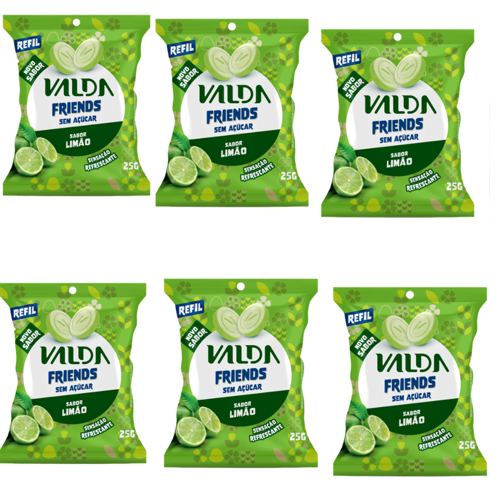 Kit com 6 Pastilhas Valda Friends Limão Sem Açúcar 25g