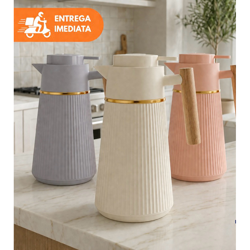 Garrafa Térmica 1L Inox Café Chá Quente e Frio Portátil Resistente Premium
