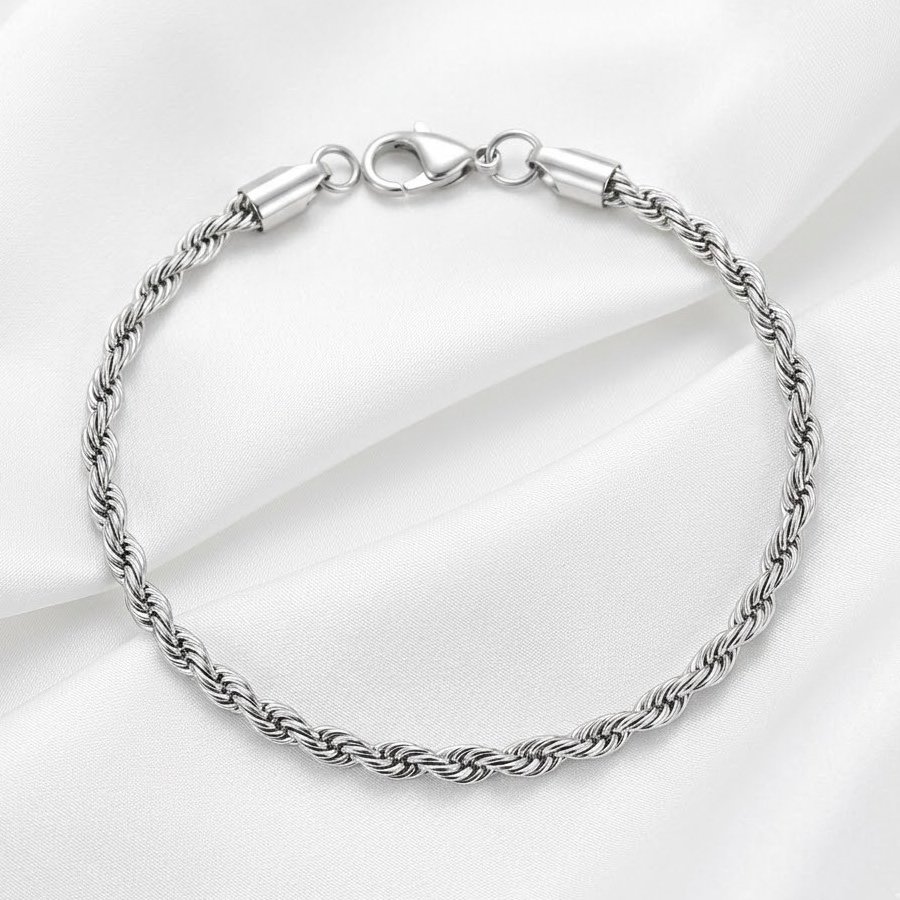 INOX - Corrente Cordão Baiano Aço Inox Cor Prata - Choker e Pulseira Variados Tamanhos (16cm a 40cm)