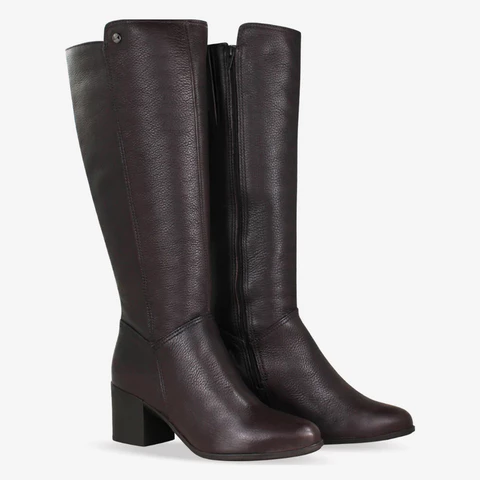 Bota Feminina Couro Cano Longo Burnish Bottero Original Zíper Lateral