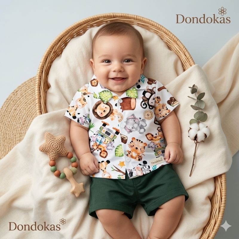 Mauricinho Estampado Conjunto Bebe Camisa e Short de Menino Roupa Infantil Festas Temáticas