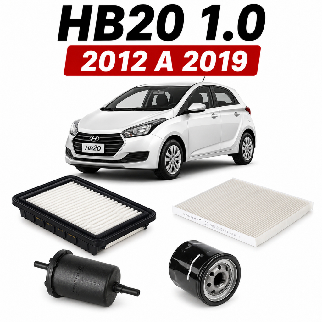 Kit Revisao Hb20 1.0 2012 a 2019 Filtro Ar Filtro Oleo Filtro Combustivel Filtro Ar Condicionado