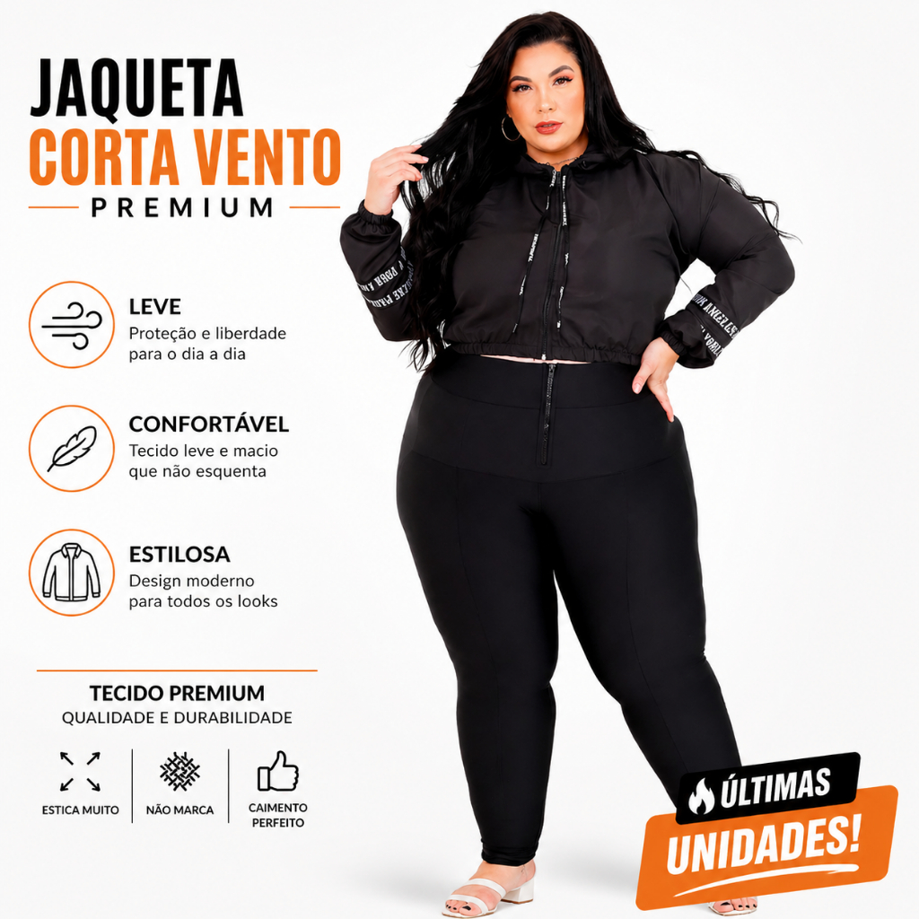 Jaqueta Corta Vento Feminina Plus Size Cropped Não Esquenta Secagem Rápida Leve Tactel